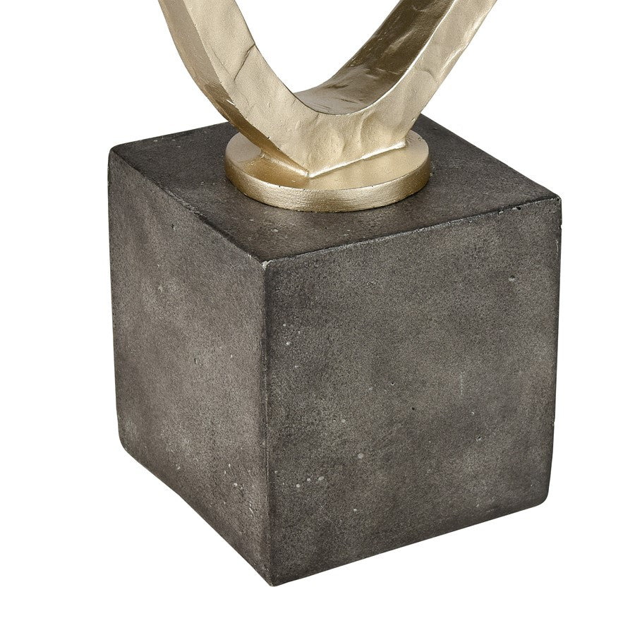 Atlas Lighting Loop Chain Sculpture | Modern Champagne Gold and Aged Black Composite | Shelf & Tabletop Decor | 11.5 x 4.25 x 17 in | Model AC11449-01