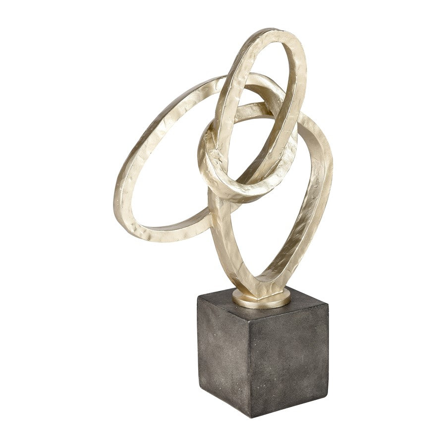 Atlas Lighting Loop Chain Sculpture | Modern Champagne Gold and Aged Black Composite | Shelf & Tabletop Decor | 11.5 x 4.25 x 17 in | Model AC11449-01
