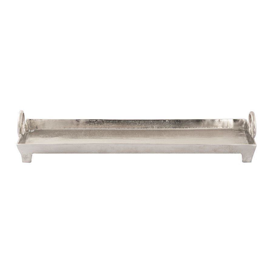 Atlas Lighting Loop Tray | Modern Nickel Metal Serving Tray | Entertaining & Coffee Table | 26.75 x 8.5 x 5.25 in | Model AC11450-01