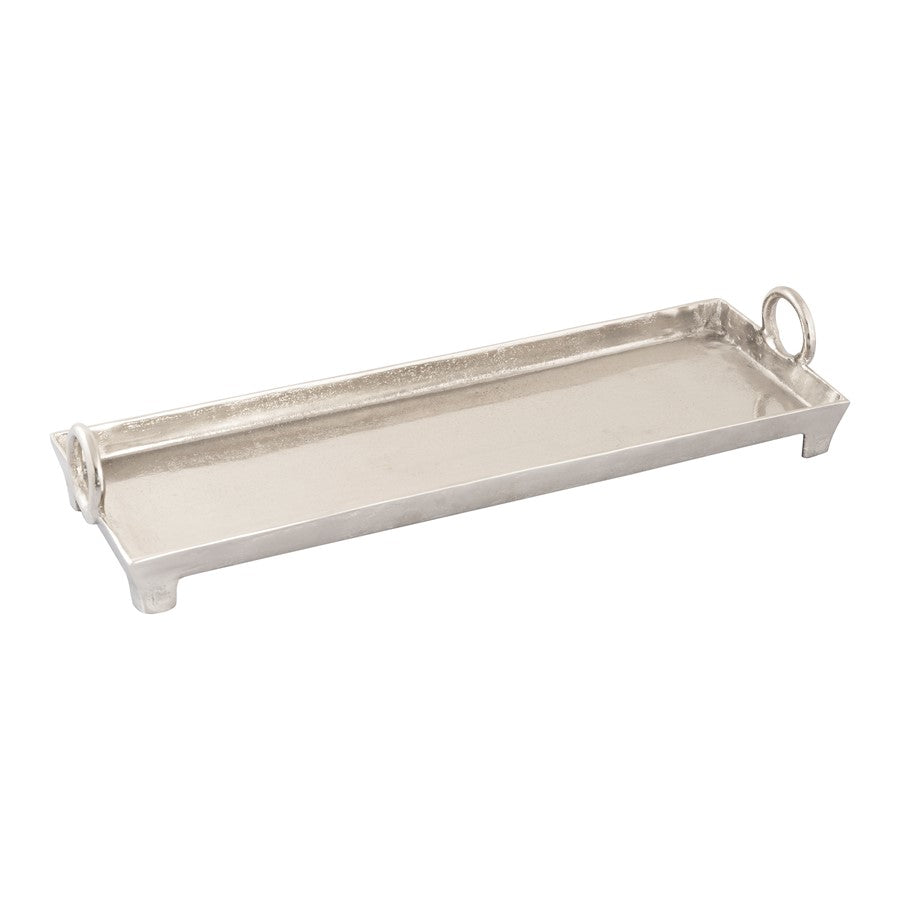Atlas Lighting Loop Tray | Modern Nickel Metal Serving Tray | Entertaining & Coffee Table | 26.75 x 8.5 x 5.25 in | Model AC11450-01