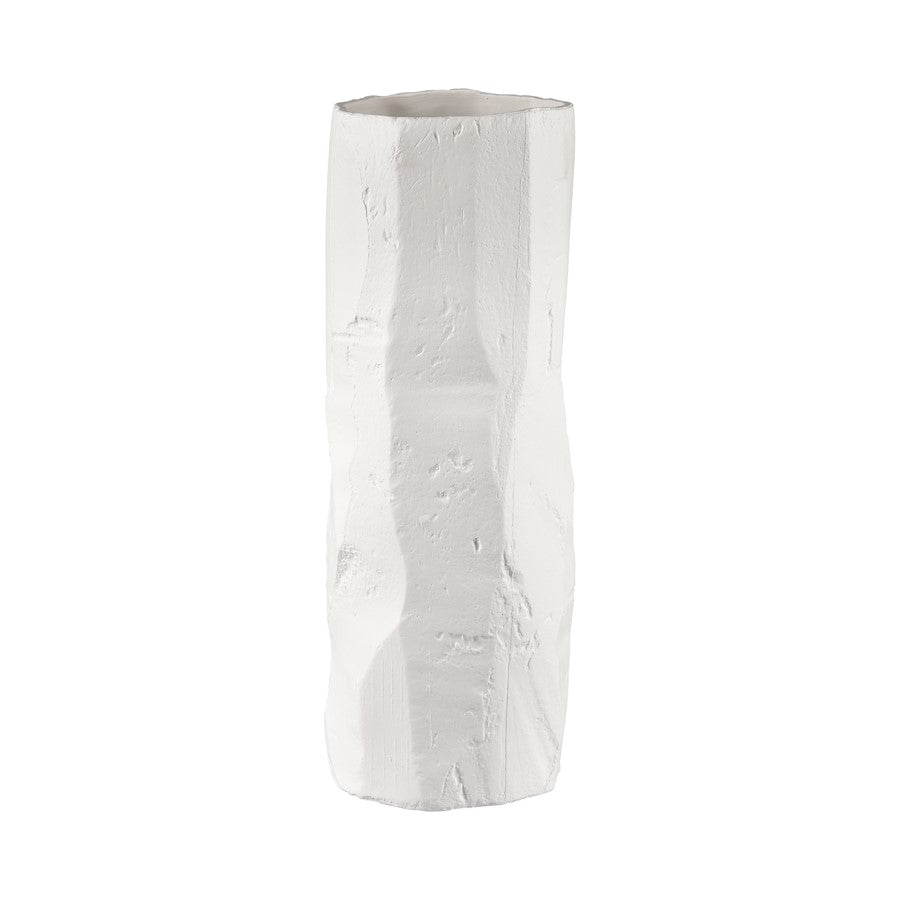 Atlas Lighting Lore Large Vase | Modern Matte White Earthenware Vase | Living Room & Entryway Statement | 8 x 8 x 21.5 in | Model AC11451-02