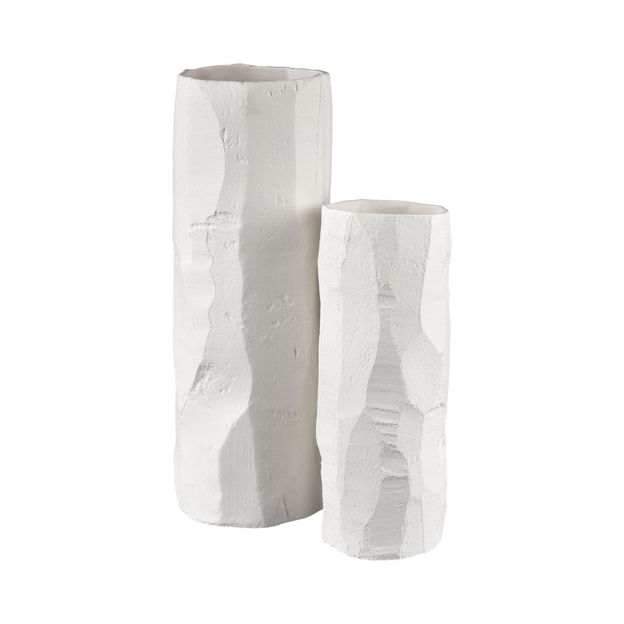 Atlas Lighting Lore Large Vase | Modern Matte White Earthenware Vase | Living Room & Entryway Statement | 8 x 8 x 21.5 in | Model AC11451-02