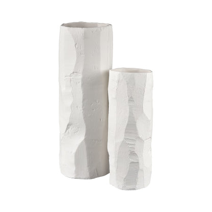 Atlas Lighting Lore Large Vase | Modern Matte White Earthenware Vase | Living Room & Entryway Statement | 8 x 8 x 21.5 in | Model AC11451-02