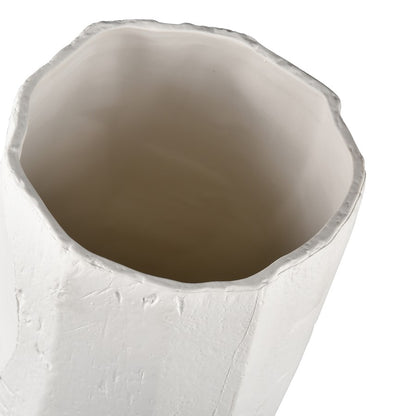Atlas Lighting Lore Large Vase | Modern Matte White Earthenware Vase | Living Room & Entryway Statement | 8 x 8 x 21.5 in | Model AC11451-02