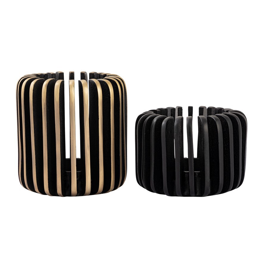 Atlas Lighting Louver Candleholder | Black Metal | Living Room & Dining Table Decor | 6in W x 6in D x 5in H | Model AC11455-01