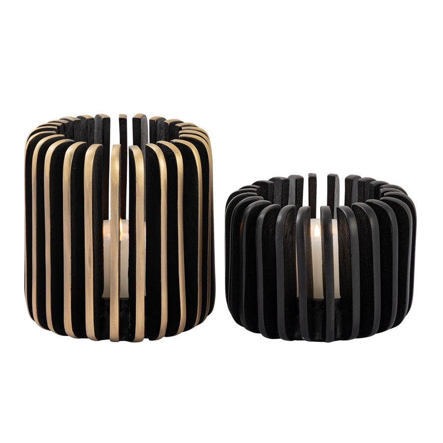 Atlas Lighting Louver Candleholder | Black Metal | Living Room & Dining Table Decor | 6in W x 6in D x 5in H | Model AC11455-01