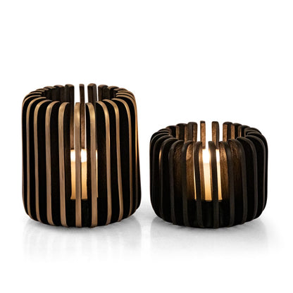 Atlas Lighting Louver Candleholder | Black Metal | Living Room & Dining Table Decor | 6in W x 6in D x 5in H | Model AC11455-01