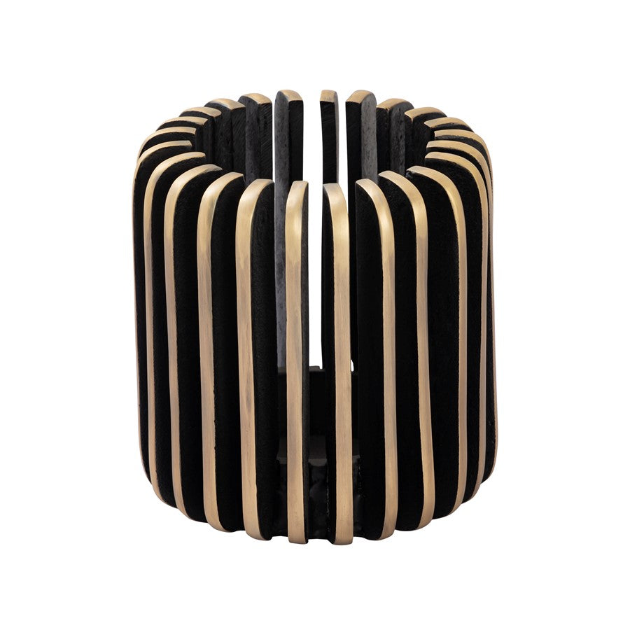 Atlas Lighting Louver Candleholder Large | Antique Brass Metal | Living Room & Dining Table Decor | 6in W x 6in D x 7in H | Model AC11455-02