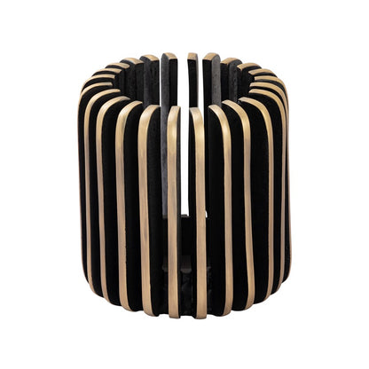 Atlas Lighting Louver Candleholder Large | Antique Brass Metal | Living Room & Dining Table Decor | 6in W x 6in D x 7in H | Model AC11455-02