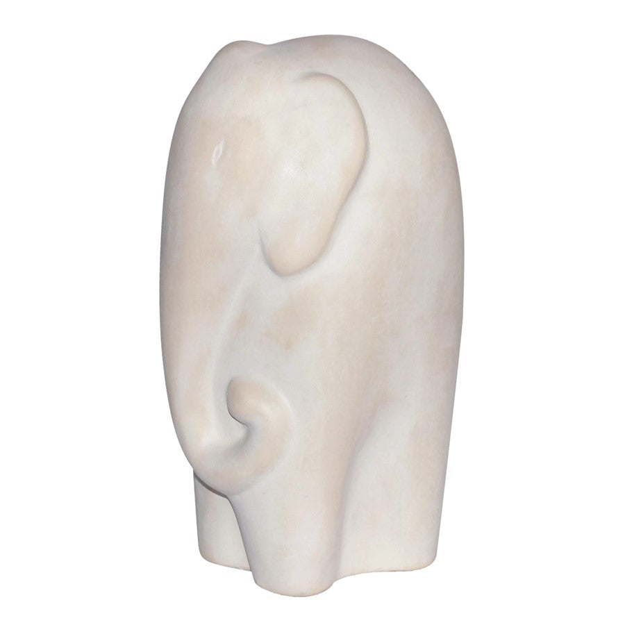 Atlas Lighting Lucas Elephant Sculpture | White Earthenware | Bookshelf & Credenza Decor | 6in W x 5in D x 10in H | Model AC11456-01