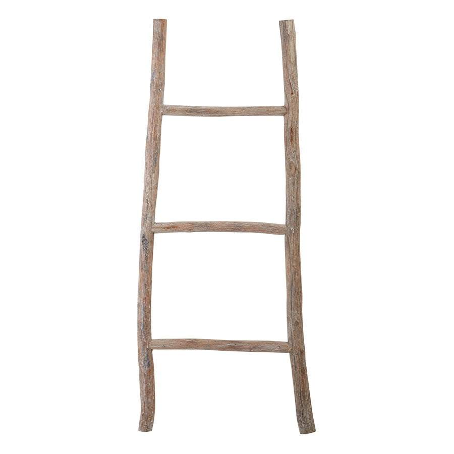 Atlas Lighting Lydia Wood Ladder, Small | Bleached Wood | Bathroom & Bedroom Towel Display | 17 x 1 x 39 in | Model AC11457-01