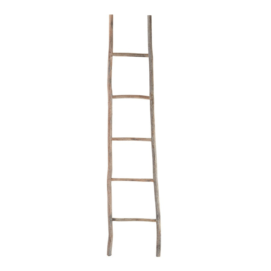 Atlas Lighting Lydia Wood Ladder, Large | Bleached Wood | Bathroom & Bedroom Towel Display | 17 x 1 x 70 in | Model AC11457-02