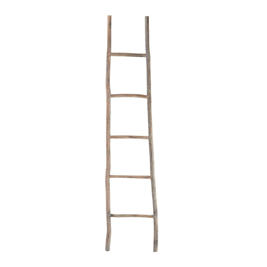 Atlas Lighting Lydia Wood Ladder, Large | Bleached Wood | Bathroom & Bedroom Towel Display | 17 x 1 x 70 in | Model AC11457-02