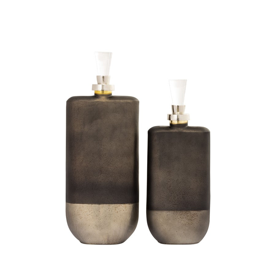 Atlas Lighting Mara Bottle Set of 2 | Transitional Metallic Brown Onyx Glass with Polished Nickel | Living Room & Shelf Display | Model AC11460-01S