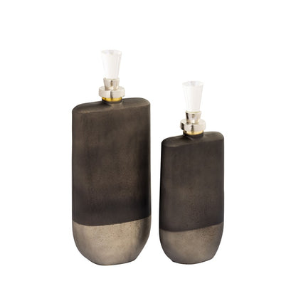 Atlas Lighting Mara Bottle Set of 2 | Transitional Metallic Brown Onyx Glass with Polished Nickel | Living Room & Shelf Display | Model AC11460-01S