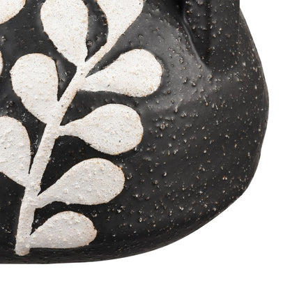 Atlas Lighting Maria Small Vase | Transitional Matte Black Earthenware with White Leaf Pattern | Living Room & Entryway Decor | Model AC11462-01