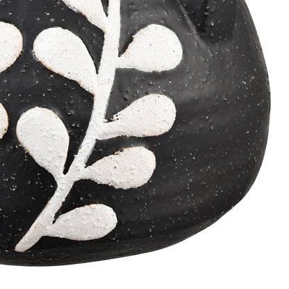 Atlas Lighting Maria Large Vase | Transitional Matte Black Earthenware with White Leaf Pattern | Living Room & Entryway Decor | Model AC11462-02