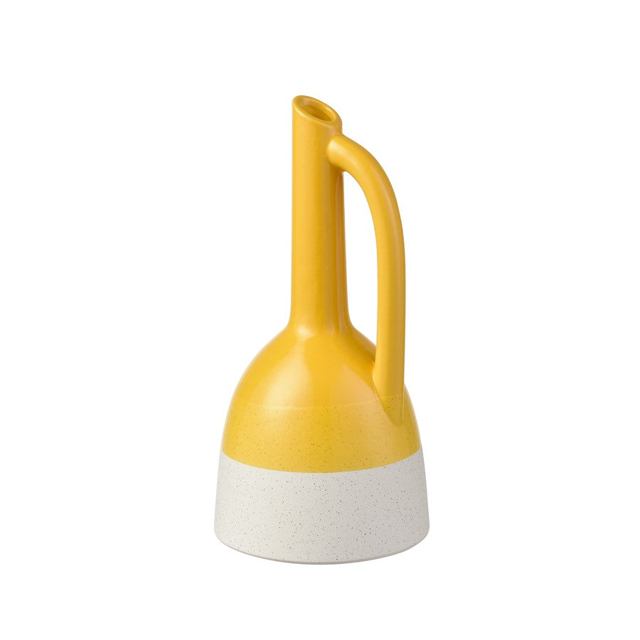 Atlas Lighting Marianne Small Bottle | Yellow & Speckled White Earthenware | Shelf & Tabletop Decor | 6 x 6 x 12 in | Model AC11463-01
