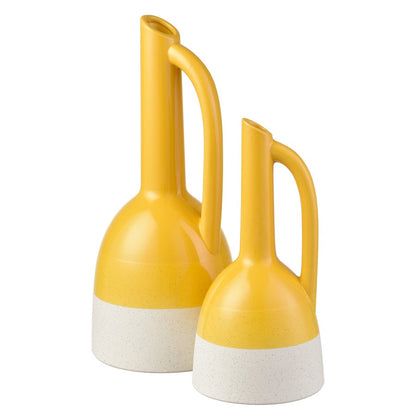 Atlas Lighting Marianne Small Bottle | Yellow & Speckled White Earthenware | Shelf & Tabletop Decor | 6 x 6 x 12 in | Model AC11463-01