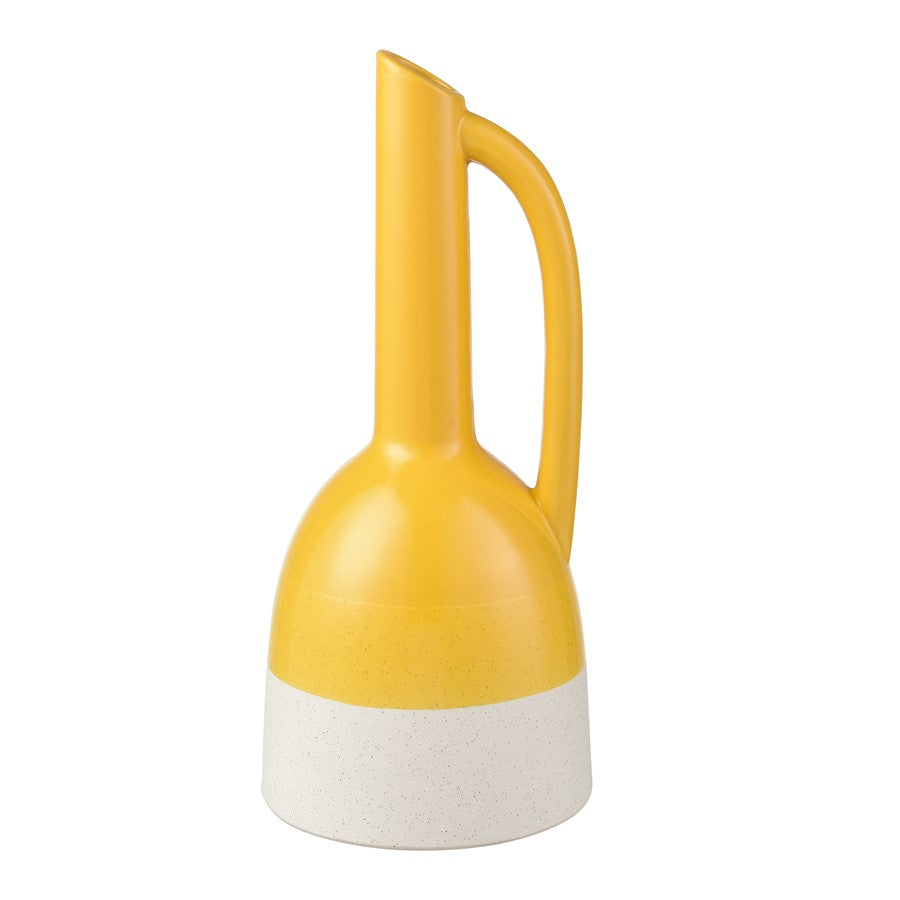 Atlas Lighting Marianne Large Bottle | Yellow & Speckled White Earthenware | Shelf & Tabletop Decor | 7.25 x 7.25 x 16.25 in | Model AC11463-02