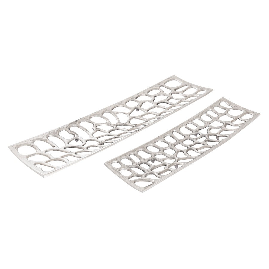 Atlas Lighting Maro Tray Set of 2 | Polished Nickel Metal | Coffee Table & Entryway Organizer | 31.5 x 9.25 x 2 in | Model AC11464-01S