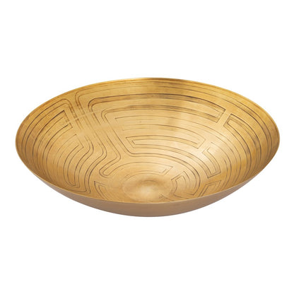Atlas Lighting Maze Etched Centerpiece Bowl | Transitional Antique Brass Metal | Entryway & Dining Room Decor | 19 x 19 x 5 in | Model AC11470-01