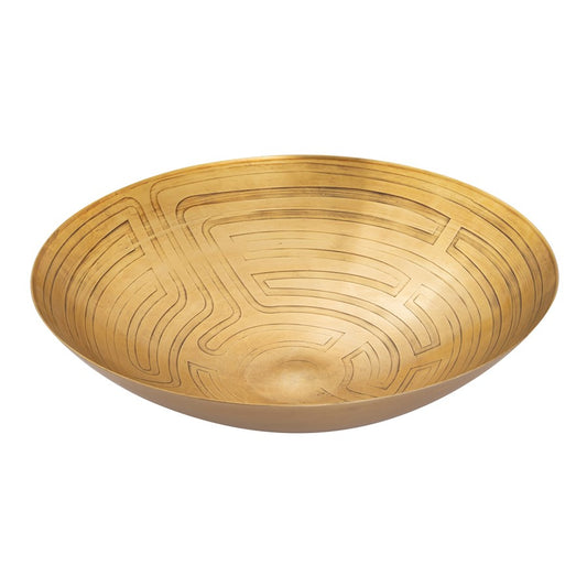 Atlas Lighting Maze Etched Centerpiece Bowl | Transitional Antique Brass Metal | Entryway & Dining Room Decor | 19 x 19 x 5 in | Model AC11470-01