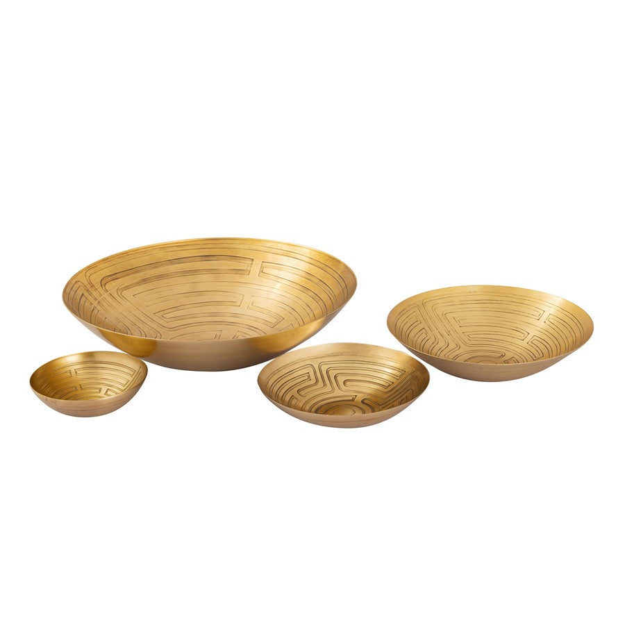 Atlas Lighting Maze Etched Centerpiece Bowl | Transitional Antique Brass Metal | Entryway & Dining Room Decor | 19 x 19 x 5 in | Model AC11470-01