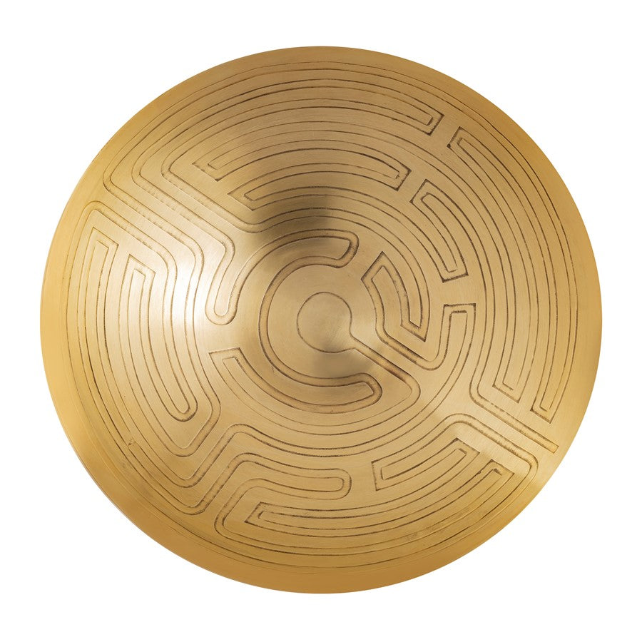 Atlas Lighting Maze Etched Centerpiece Bowl | Transitional Antique Brass Metal | Entryway & Dining Room Decor | 19 x 19 x 5 in | Model AC11470-01