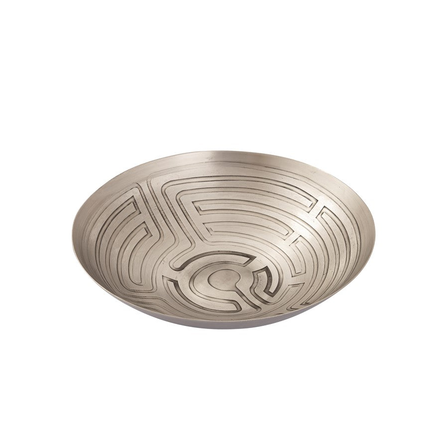 Atlas Lighting Maze Etched Bowl Set of 3 | Transitional Antique Nickel Metal | Entryway & Living Room Decor | 13 x 13 x 3.25 in | Model AC11471-01S