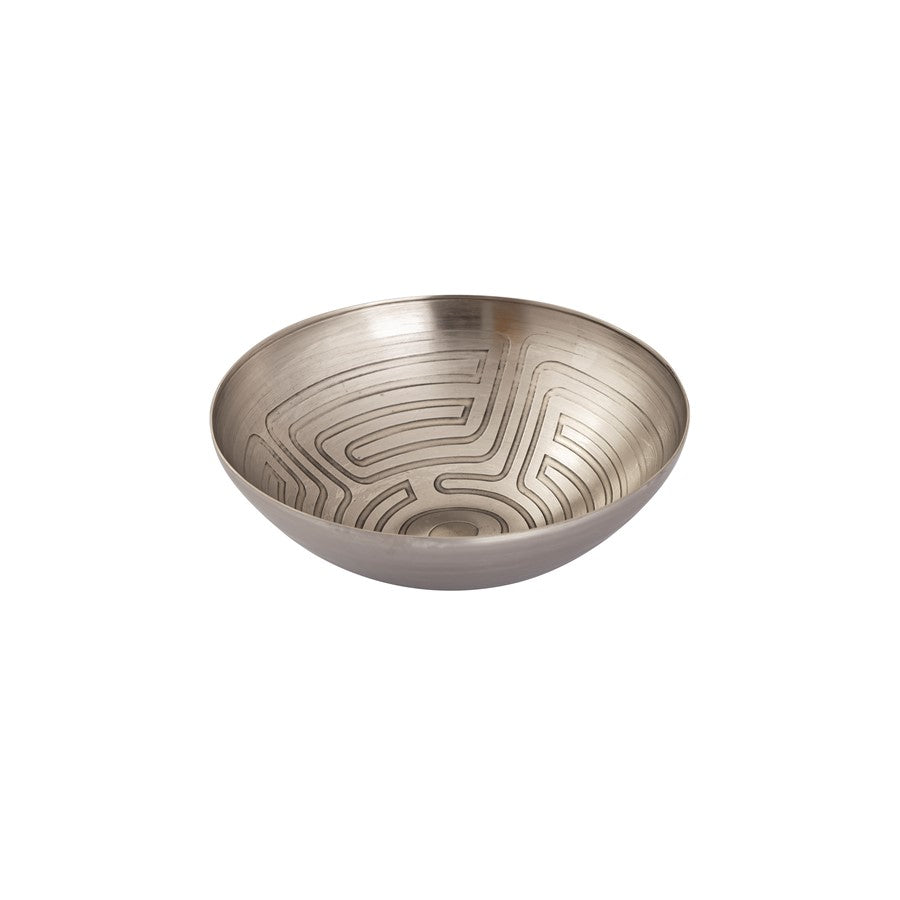 Atlas Lighting Maze Etched Bowl Set of 3 | Transitional Antique Nickel Metal | Entryway & Living Room Decor | 13 x 13 x 3.25 in | Model AC11471-01S