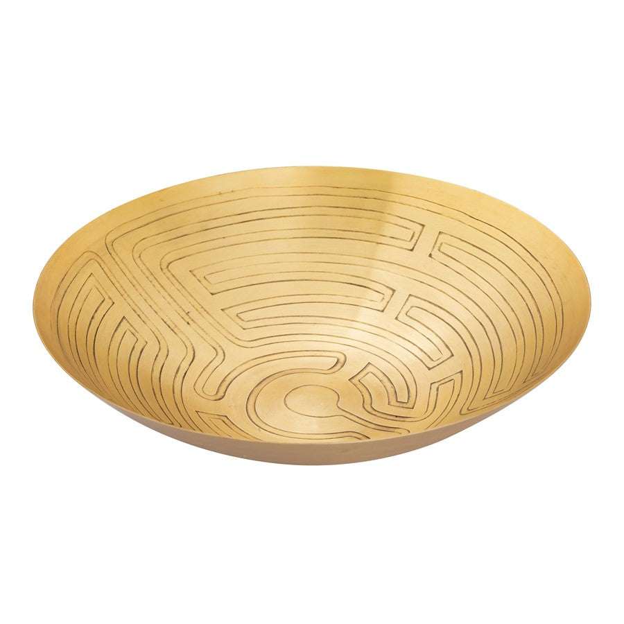 Atlas Lighting Maze Etched Bowl Set of 3 | Transitional Antique Brass Metal | Entryway & Living Room Decor | 13 x 13 x 3.25 in | Model AC11471-02S