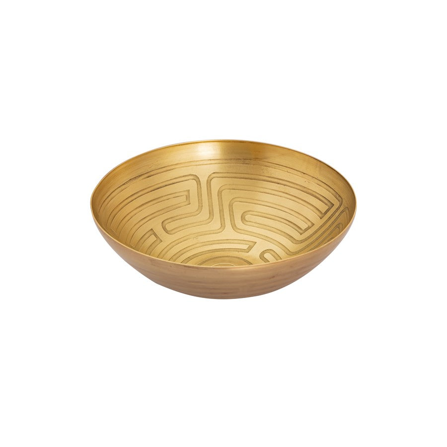 Atlas Lighting Maze Etched Bowl Set of 3 | Transitional Antique Brass Metal | Entryway & Living Room Decor | 13 x 13 x 3.25 in | Model AC11471-02S