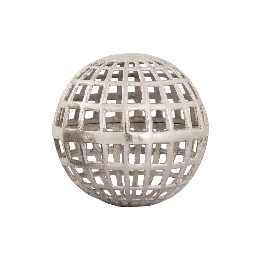 Atlas Lighting McNally Medium Globe Sculpture | Traditional Nickel Metal | Desk & Bookshelf Decor | 8.25 x 8.25 x 8.25 in | Model AC11472-01
