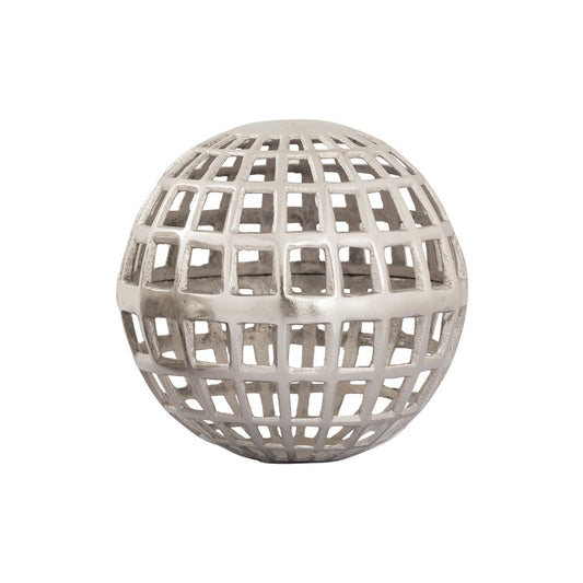 Atlas Lighting McNally Medium Globe Sculpture | Traditional Nickel Metal | Desk & Bookshelf Decor | 8.25 x 8.25 x 8.25 in | Model AC11472-01