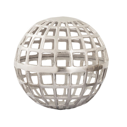 Atlas Lighting McNally Large Globe Sculpture | Traditional Nickel Metal | Desk & Bookshelf Decor | 10.25 x 10.25 x 10.25 in | Model AC11472-02
