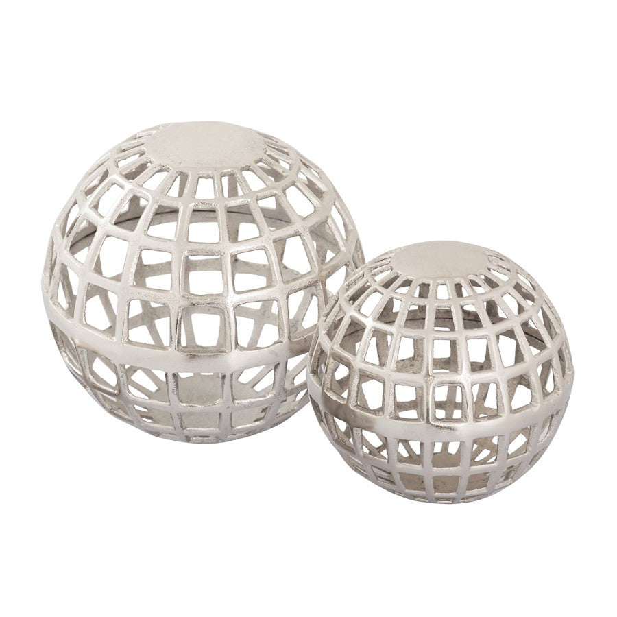 Atlas Lighting McNally Large Globe Sculpture | Traditional Nickel Metal | Desk & Bookshelf Decor | 10.25 x 10.25 x 10.25 in | Model AC11472-02