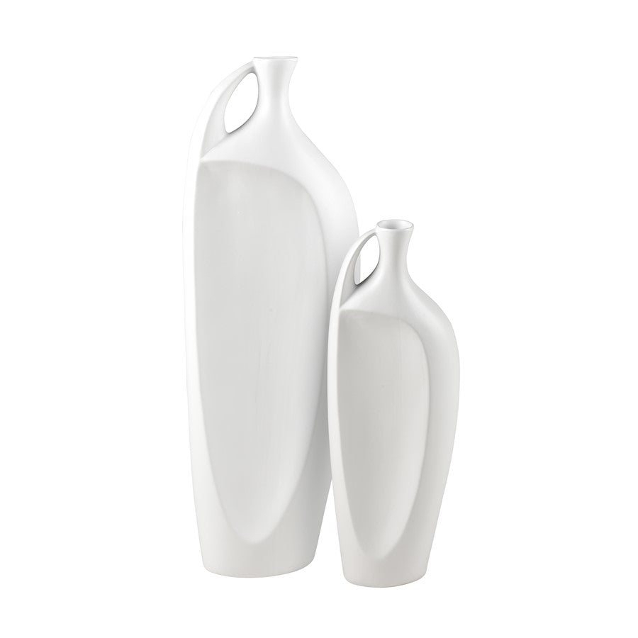Atlas Lighting Messe Small Vase | Transitional White Earthenware | Floor & Tabletop Decor | 4 x 7.25 x 21 in | Model AC11476-01