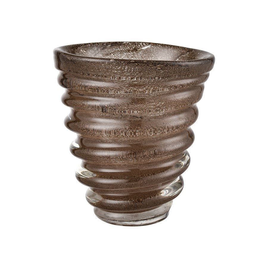 Atlas Lighting Metcalf Small Vase 8in Decorative Glass Vase | Traditional Bubbled Brown Glass | Entryway & Shelf Display | Model AC11479-01