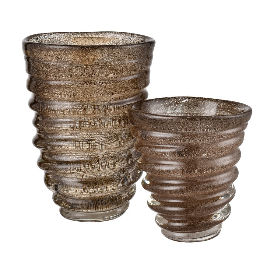 Atlas Lighting Metcalf Small Vase 8in Decorative Glass Vase | Traditional Bubbled Brown Glass | Entryway & Shelf Display | Model AC11479-01