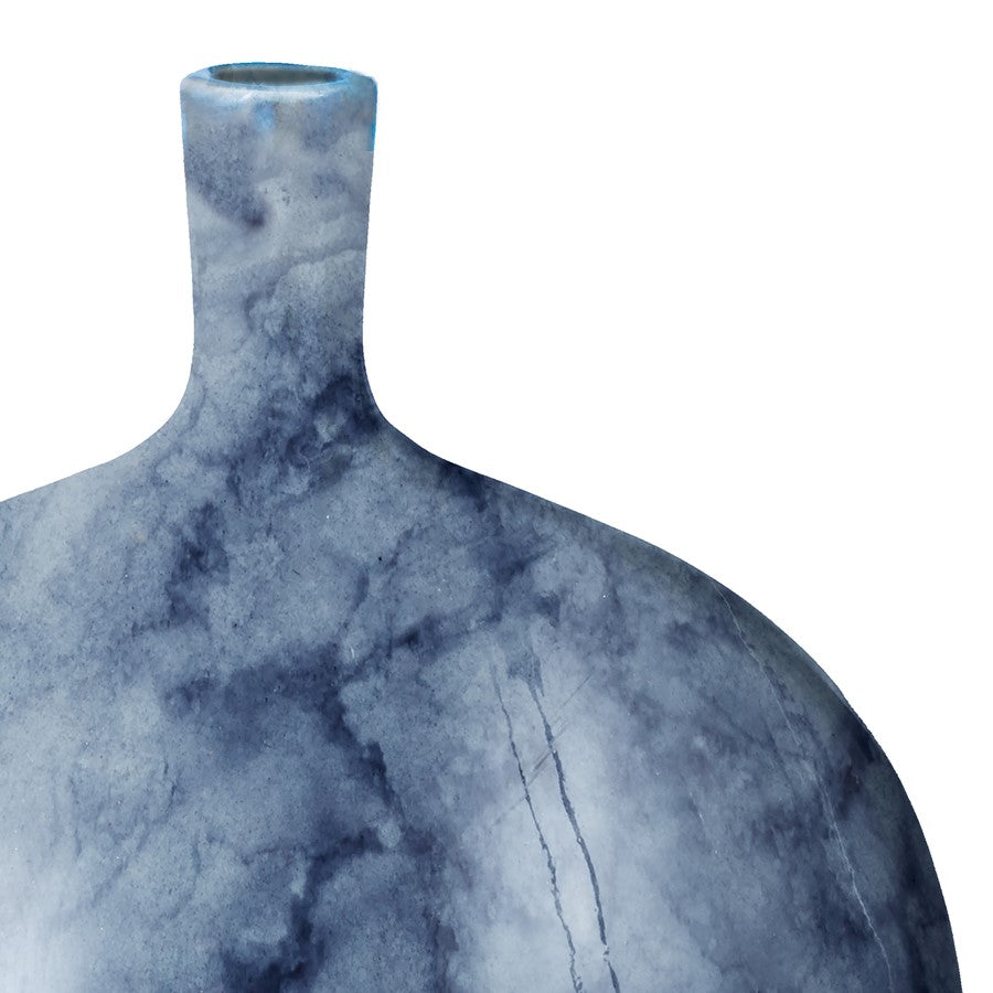Atlas Lighting Midnight Marble Large Vase 14in Earthenware Vase | Transitional Blue Marble Glaze | Entryway & Living Room Display | Model AC11480-01