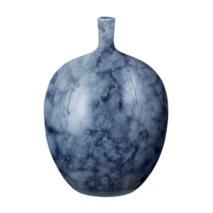 Atlas Lighting Midnight Marble Large Vase 14in Earthenware Vase | Transitional Blue Marble Glaze | Entryway & Living Room Display | Model AC11480-01