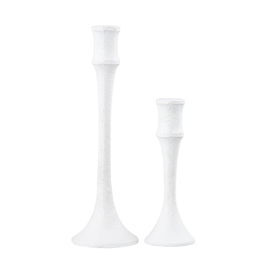 Atlas Lighting Miro Candleholder Set of 2 | Plaster White Metal Transitional Decor | Living Room & Dining Table Accent | 12in H | Model AC11482-01S