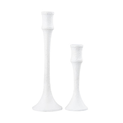 Atlas Lighting Miro Candleholder Set of 2 | Plaster White Metal Transitional Decor | Living Room & Dining Table Accent | 12in H | Model AC11482-01S
