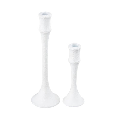Atlas Lighting Miro Candleholder Set of 2 | Plaster White Metal Transitional Decor | Living Room & Dining Table Accent | 12in H | Model AC11482-01S