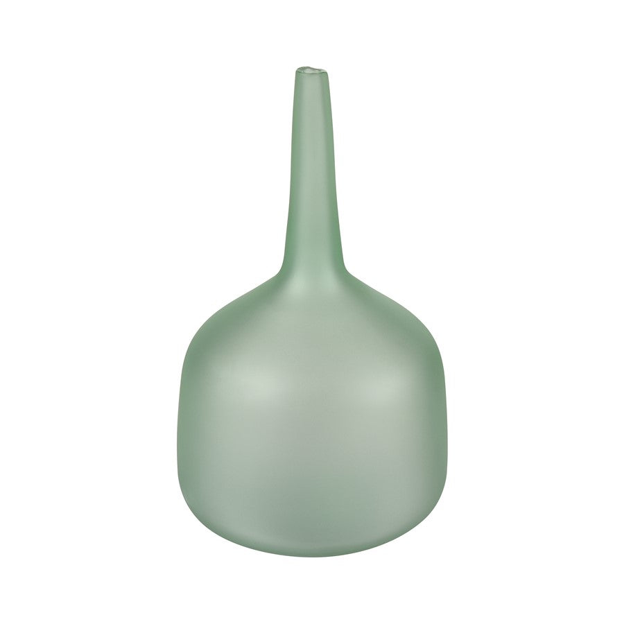 Atlas Lighting Moffat Bottle | Frosted Seafoam Art Glass Decorative Vase | Bookshelf & Tabletop Accent | 12.5in H | Model AC11483-01