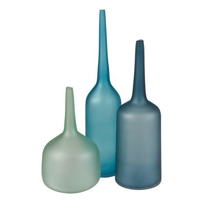Atlas Lighting Moffat Bottle | Frosted Seafoam Art Glass Decorative Vase | Bookshelf & Tabletop Accent | 12.5in H | Model AC11483-01