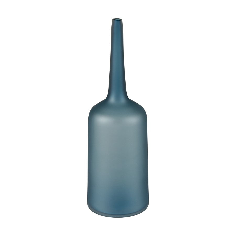 Atlas Lighting Moffat Bottle | Frosted Blue Art Glass Decorative Vase | Bookshelf & Tabletop Accent | 17.75in H | Model AC11483-02
