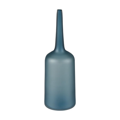 Atlas Lighting Moffat Bottle | Frosted Blue Art Glass Decorative Vase | Bookshelf & Tabletop Accent | 17.75in H | Model AC11483-02