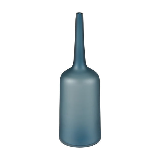 Atlas Lighting Moffat Bottle | Frosted Blue Art Glass Decorative Vase | Bookshelf & Tabletop Accent | 17.75in H | Model AC11483-02